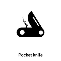 Pocket knife icon vector isolated on white background, logo concept of Pocket knife sign on transparent background, black filled symbol