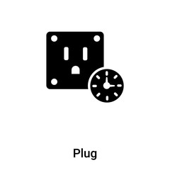 Plug icon vector isolated on white background, logo concept of Plug sign on transparent background, black filled symbol