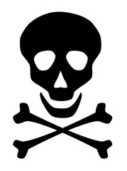 skull and cross bones icon symbol on white background, danger warning sign