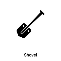 Shovel icon vector isolated on white background, logo concept of Shovel sign on transparent background, black filled symbol