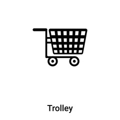 Trolley icon vector isolated on white background, logo concept of Trolley sign on transparent background, black filled symbol