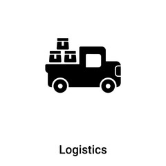 Logistics icon vector isolated on white background, logo concept of Logistics sign on transparent background, black filled symbol