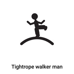 Tightrope walker man icon vector isolated on white background, logo concept of Tightrope walker man sign on transparent background, black filled symbol