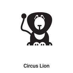 Circus Lion icon vector isolated on white background, logo concept of Circus Lion sign on transparent background, black filled symbol