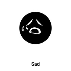 Sad icon vector isolated on white background, logo concept of Sad sign on transparent background, black filled symbol