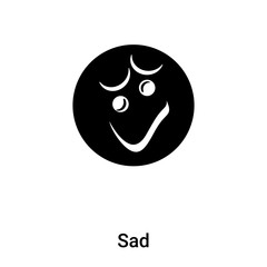 Sad icon vector isolated on white background, logo concept of Sad sign on transparent background, black filled symbol
