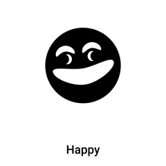 Fototapeta premium Happy icon vector isolated on white background, logo concept of Happy sign on transparent background, black filled symbol