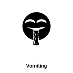 Vomiting icon vector isolated on white background, logo concept of Vomiting sign on transparent background, black filled symbol