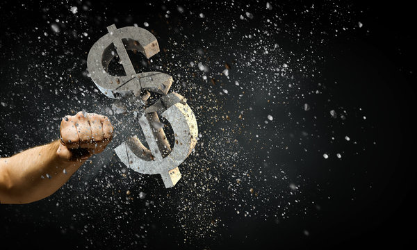 Dollar currency fall. Mixed media