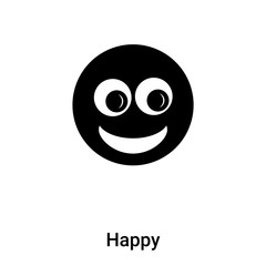 Happy icon vector isolated on white background, logo concept of Happy sign on transparent background, black filled symbol