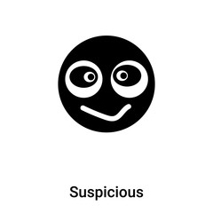 Suspicious icon vector isolated on white background, logo concept of Suspicious sign on transparent background, black filled symbol