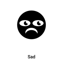 Sad icon vector isolated on white background, logo concept of Sad sign on transparent background, black filled symbol