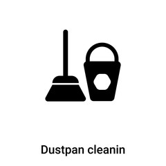 Dustpan cleanin icon vector isolated on white background, logo concept of Dustpan cleanin sign on transparent background, black filled symbol