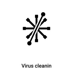 Virus cleanin icon vector isolated on white background, logo concept of Virus cleanin sign on transparent background, black filled symbol