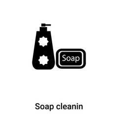 Soap cleanin icon vector isolated on white background, logo concept of Soap cleanin sign on transparent background, black filled symbol