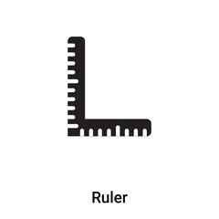 Ruler icon vector isolated on white background, logo concept of Ruler sign on transparent background, black filled symbol