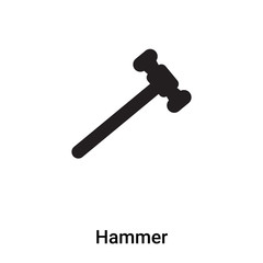 Hammer icon vector isolated on white background, logo concept of Hammer sign on transparent background, black filled symbol