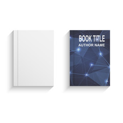 Abstract book cover design template with blue poly triangle