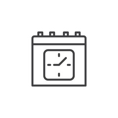 Calendar clock outline icon. linear style sign for mobile concept and web design. Time Schedule simple line vector icon. Symbol, logo illustration. Pixel perfect vector graphics