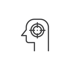 Target and head outline icon. linear style sign for mobile concept and web design. Focus simple line vector icon. Symbol, logo illustration. Pixel perfect vector graphics