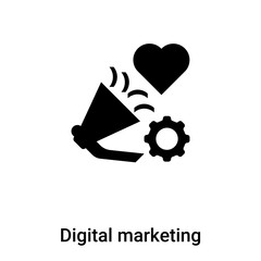Digital marketing icon vector isolated on white background, logo concept of Digital marketing sign on transparent background, black filled symbol