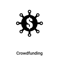 Crowdfunding icon vector isolated on white background, logo concept of Crowdfunding sign on transparent background, black filled symbol