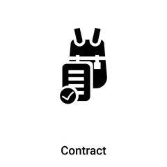 Contract icon vector isolated on white background, logo concept of Contract sign on transparent background, black filled symbol