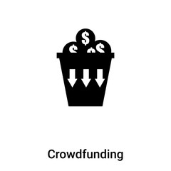 Crowdfunding icon vector isolated on white background, logo concept of Crowdfunding sign on transparent background, black filled symbol