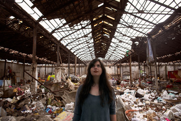 Beauty brazilian young girl in abandoned place