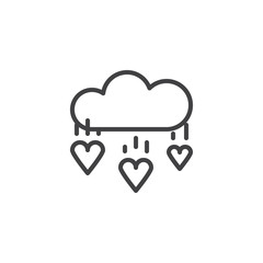 Heart rain outline icon. linear style sign for mobile concept and web design. Cloud and heart rain drops simple line vector icon. Symbol, logo illustration. Pixel perfect vector graphics