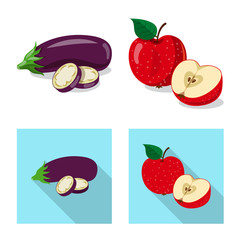 Vector design of vegetable and fruit icon. Collection of vegetable and vegetarian stock symbol for web.
