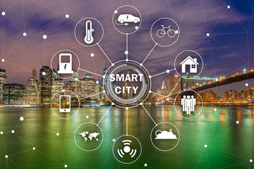 Fototapeta premium Concept of smart city and internet of things