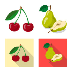 Vector design of vegetable and fruit icon. Set of vegetable and vegetarian vector icon for stock.