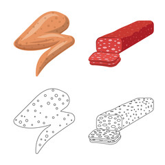 Vector design of meat and ham symbol. Collection of meat and cooking stock symbol for web.