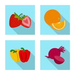 Vector design of vegetable and fruit logo. Collection of vegetable and vegetarian vector icon for stock.