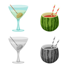 Vector design of drink and bar sign. Set of drink and party stock symbol for web.