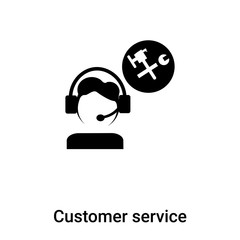 Customer service icon vector isolated on white background, logo concept of Customer service sign on transparent background, black filled symbol
