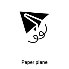 Paper plane icon vector isolated on white background, logo concept of Paper plane sign on transparent background, black filled symbol