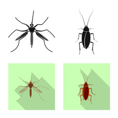 Vector illustration of insect and fly sign. Set of insect and element vector icon for stock.