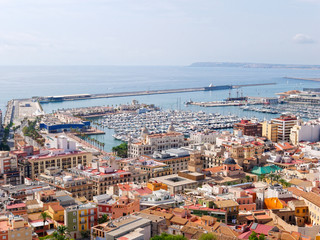 Naklejka premium Aerial panorama of the beautiful city of Alicante. Spain.