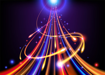 Fantasy Light Trails Going Up