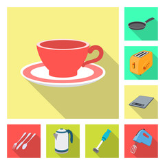 Vector illustration of kitchen and cook symbol. Set of kitchen and appliance stock symbol for web.