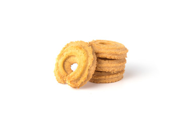 Butter cookies isolated on white background.