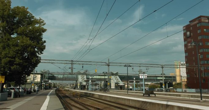 Timlapse shot of V&auml;ster&aring;s centralstation during a sunny summer's day