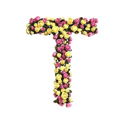 Flowered alphabet floral letter collection 3d illustration