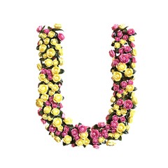 Flowered alphabet floral letter collection 3d illustration