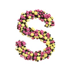 Flowered alphabet floral letter collection 3d illustration