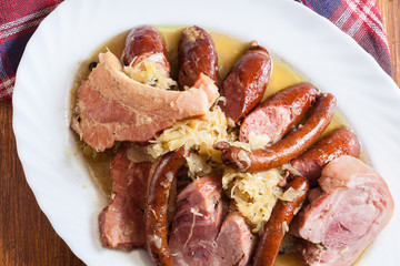 Choucroute garnie. Alsatian sauerkraut