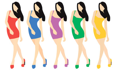 Girl in different dresses