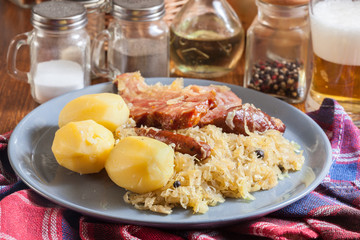 Choucroute garnie. Alsatian sauerkraut